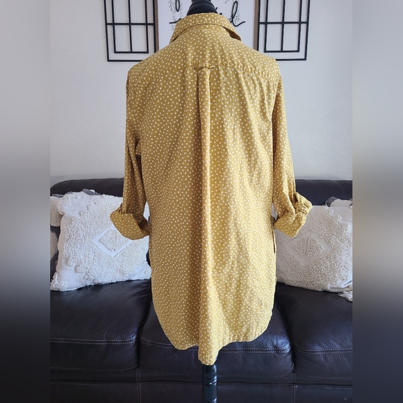 Duluth Trading Women's Yellow/White Polka Dot Top Women's Size L - Picture 6 of 11